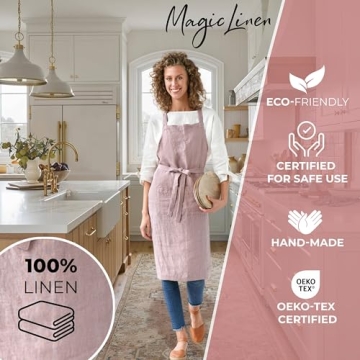Stylish MagicLinen 100% Linen Apron for Kitchen Parties