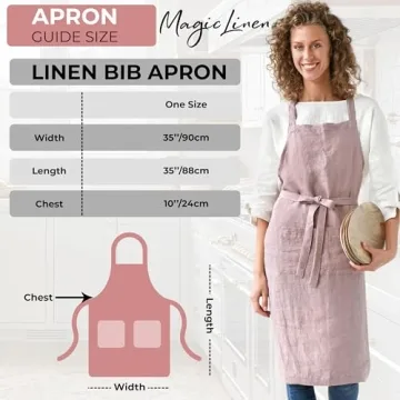 Stylish MagicLinen 100% Linen Apron for Kitchen Parties