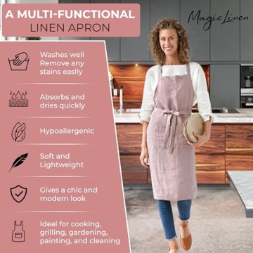 Stylish MagicLinen 100% Linen Apron for Kitchen Parties