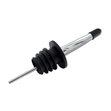 SET OF 2-16 Oz. (Ounce) Oil Vinegar Cruet, Square Tall Glass Bottle w/Stainless Steel Pourer Spout (2 PACK)