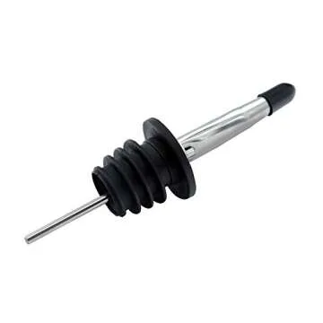 SET OF 2-16 Oz. (Ounce) Oil Vinegar Cruet, Square Tall Glass Bottle w/Stainless Steel Pourer Spout (2 PACK)