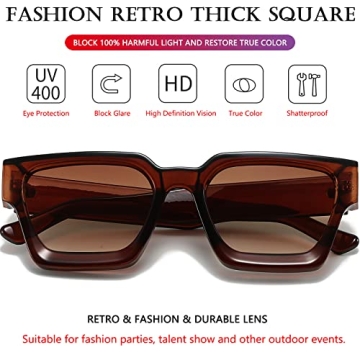 AIEYEZO Unisex Square Sunglasses Stylish UV Protection