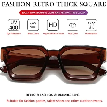 AIEYEZO Unisex Square Sunglasses Stylish UV Protection