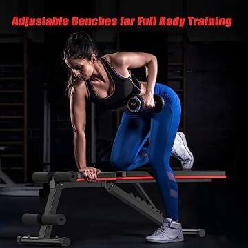 HITOSPORT Weight Bench, Adjustable Weight Bench, Strength Training Benches For Full Body Workout & Home Gym with Resistance Bands