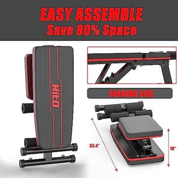 HITOSPORT Weight Bench, Adjustable Weight Bench, Strength Training Benches For Full Body Workout & Home Gym with Resistance Bands
