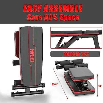 HITOSPORT Weight Bench, Adjustable Weight Bench, Strength Training Benches For Full Body Workout & Home Gym with Resistance Bands