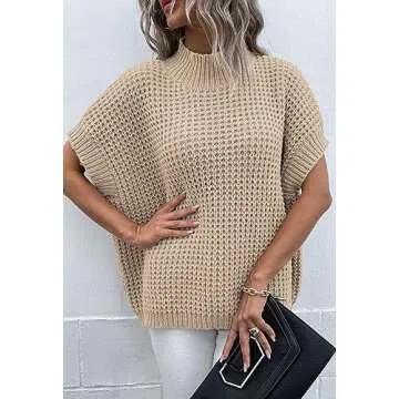 Buy Viottiset Womens Oversized Mock Neck Sweater Vest