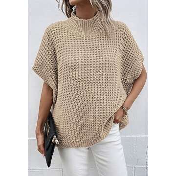 Buy Viottiset Womens Oversized Mock Neck Sweater Vest