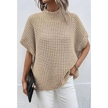 Buy Viottiset Womens Oversized Mock Neck Sweater Vest