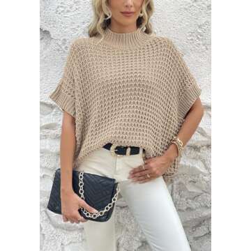 Buy Viottiset Womens Oversized Mock Neck Sweater Vest