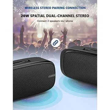 LENRUE Bluetooth Speaker, Wireless Portable Speaker with Loud Stereo Sound, Rich Bass, 12-Hour Playtime, Built-in Mic. Perfect for iPhone, Samsung and More