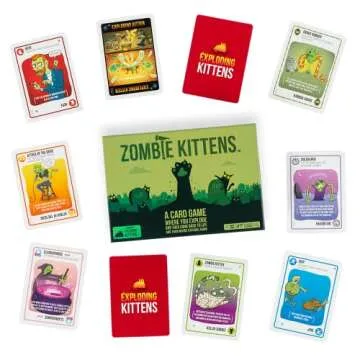 Exploding Kittens Presents Zombie Kittens - Fun Family Card Games for Adults Teens & Kids for Night Entertainment, 2-5 Players - Ages 7 and Up - 61 Cards