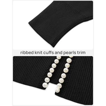 ZESICA Women's Elegant Open Front Cardigan with Pearls