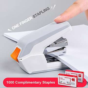 Deli Effortless Standard Desktop Stapler, One Finger Touch Stapling, Easy to Load Ergonomic Stapler,...