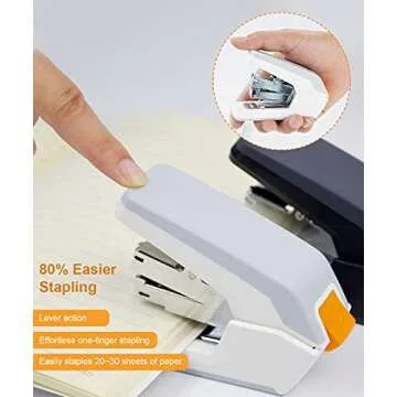 Deli Effortless Standard Desktop Stapler, One Finger Touch Stapling, Easy to Load Ergonomic Stapler, 25 Sheet Capacity, Includes 1000 Staples and A Staple Remover