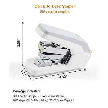 Deli Effortless Standard Desktop Stapler, One Finger Touch Stapling, Easy to Load Ergonomic Stapler, 25 Sheet Capacity, Includes 1000 Staples and A Staple Remover