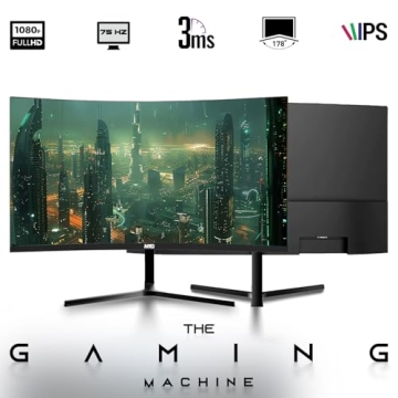 HP Gaming PC Desktop – AMD Pro A10-9700, RX 550, 256GB SSD, 24" Curved Monitor, RGB Keyboard, Mous...