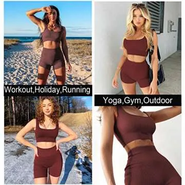 Buscando Ribbed Yoga Outfits for Women - 2 Piece Set