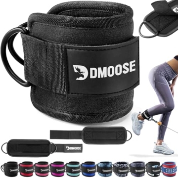 DMoose Fitness Ankle Straps for Cable Machines - One Size Fit with Premium Padding, Glute Kickback A...