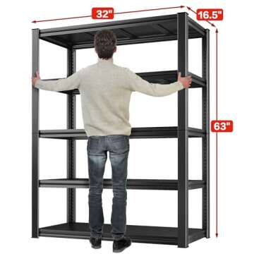 Raybee Garage Shelving Heavy Duty Storage Shelves 2000LBS Adjustable Garage Storage Shelves 5 Tier M...