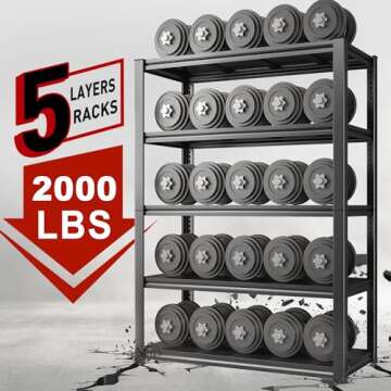 Raybee Garage Shelving Heavy Duty Storage Shelves 2000LBS Adjustable Garage Storage Shelves 5 Tier Metal Shelving Heavy Duty Metal Shelf for Basement Pantry Kitchen 2 Pack