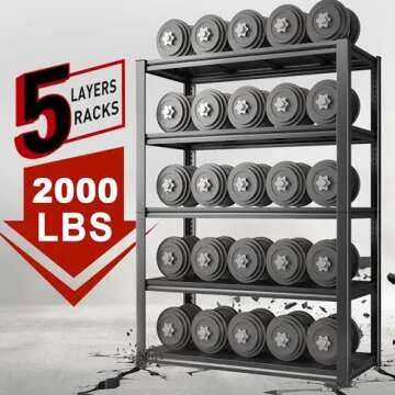 Raybee Garage Shelving Heavy Duty Storage Shelves 2000LBS Adjustable Garage Storage Shelves 5 Tier Metal Shelving Heavy Duty Metal Shelf for Basement Pantry Kitchen 2 Pack