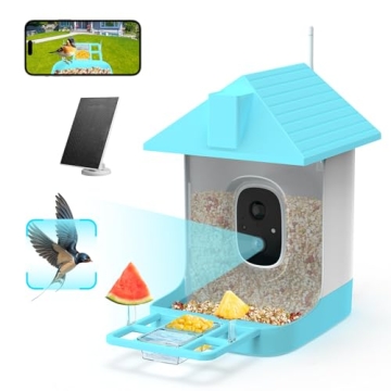 Smart Bird Feeder with Camera, 5000mAh Battery with Solar Panel, 2K Live View/AI Identifies/App Cont...