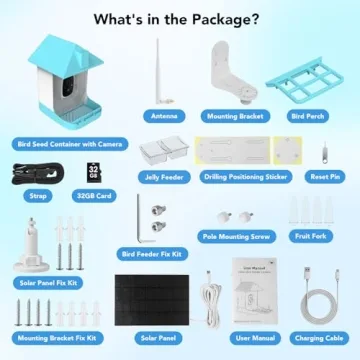 Smart Bird Feeder with Camera, 5000mAh Battery with Solar Panel, 2K Live View/AI Identifies/App Control/Instant Arrival Alert/Auto Capture/135° Motion Detection/IP65 Waterproof, Ideal Gift