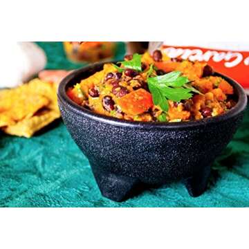 Black 3-Legged Plastic Molcajete Salsa Bowls for Homemade Dips, Party Foods, Picnic Condiments, Sauc...