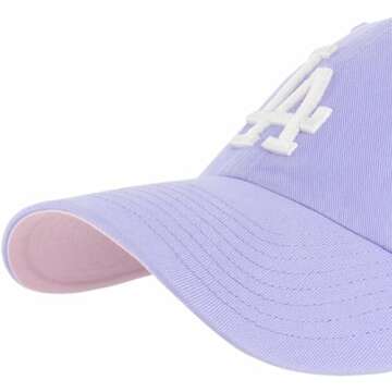 47 Los Angeles Dodgers Primary Logo Ballpark Clean Up Dad Hat Baseball Cap - Lavender Pink