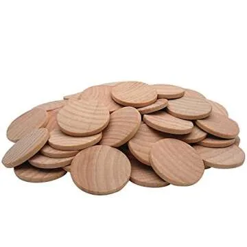 1.5 Inch Natural Wood Slices Unfinished Round Wood Coins for DIY Arts & Crafts Projects, 50 per Pack