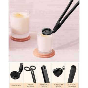 RONXS 3 in 1 Candle Accessory Set, Candle Wick Trimmer Cutter, Candle Snuffer Extinguisher, Wick Dipper with Gift Package for Candle Lover (Black)