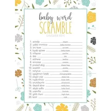 Floral Baby Shower Games - Pack of 5 Activities for Gender Reveal Party Decorations (50 Cards Each, 250 Total)