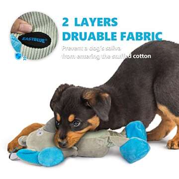 EASTBLUE Elephant Dog Squeaky Toys: Cute Plush Stuffed Puppy Chew Toy with 6 Squeakers for Small | Medium Breed¡­