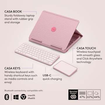 Logitech Casa Pop Up Desk Kit: Wireless, Ergonomic, Eco-Friendly