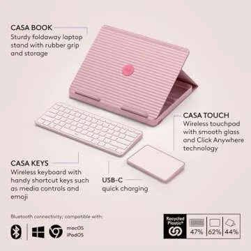 Logitech Casa Pop Up Desk Kit: Wireless, Ergonomic, Eco-Friendly