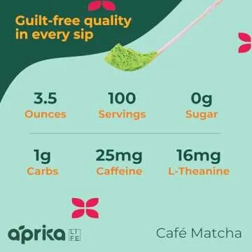 AprikaLife Organic Matcha Powder, USDA & JAS Certified, No Sugar Added, Authentic Japanese Cafe Grade Matcha Green Tea Powder Perfect for Matcha Lattes, Smoothies & Baking, 3.5 oz/100g