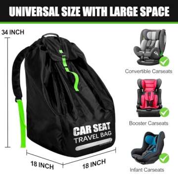 Car Seat Travel Bag for Airplane, Large Car Seat Bags for Air Travel with Padded Straps, Gate Check Storage Bag/Backpack for Car Seat Airport, Carseat Cover Travel - Baby Travel Essentials for Flying