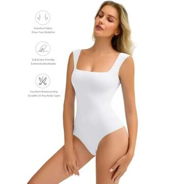 Avidlove Womens Bodysuit White Bodysuits Double Lined Body Suits Leotards Tank Top Summer