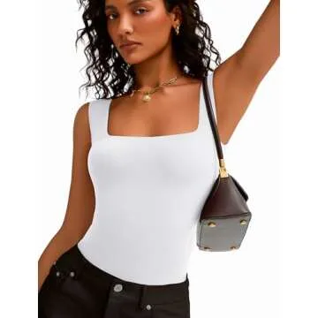 Avidlove Womens Bodysuit White Bodysuits Double Lined Body Suits Leotards Tank Top Summer