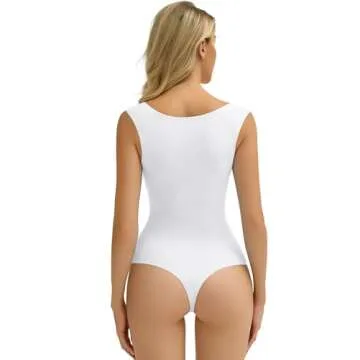 Avidlove Womens Bodysuit White Bodysuits Double Lined Body Suits Leotards Tank Top Summer