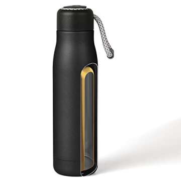 NICEMER Water Bottle, Small Water Bottle, Stainless Steel Insulated Bottle with Strap Lid, Triple-Layered Vacuum Reusable