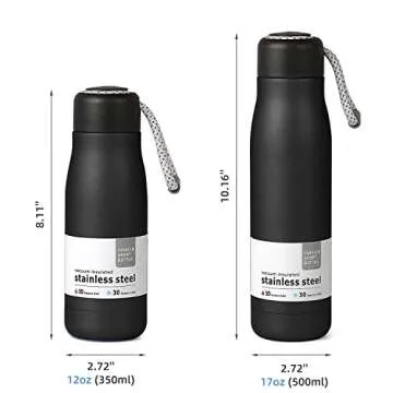 NICEMER Water Bottle, Small Water Bottle, Stainless Steel Insulated Bottle with Strap Lid, Triple-Layered Vacuum Reusable