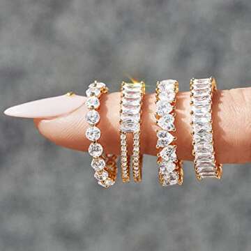 Aojun 18K Gold Plated Titanium Steel Stacking Ring