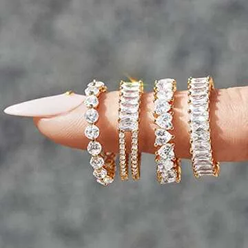 Aojun 18K Gold Plated Titanium Steel Stacking Ring