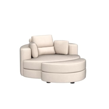 DEINPPA Swivel Barrel Chair with Storage Ottoman - Luxe Comfort
