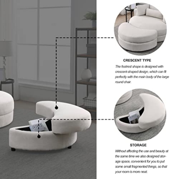 DEINPPA Swivel Barrel Chair with Storage Ottoman - Luxe Comfort