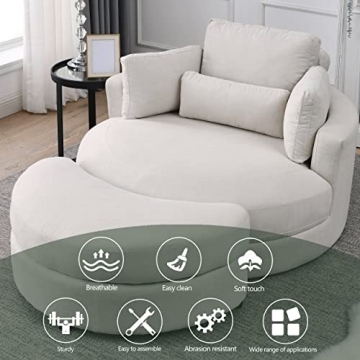 DEINPPA Swivel Barrel Chair with Storage Ottoman - Luxe Comfort