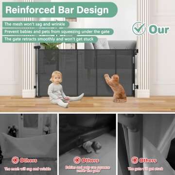 Versatile 26" Retractable Dog Gate for Kids and Pets