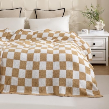 YIRUIO Checkered Chessboard Throw Blanket - Soft & Reversible